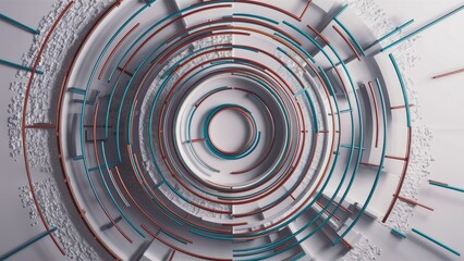 Obraz premium Abstract concentric circle backgrounds with noise texture ideal for technology themes and web design featuring a white backdrop