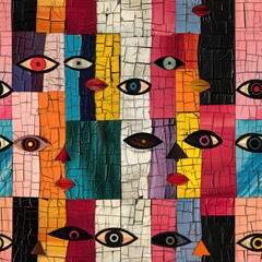 Obraz premium Seamless abstract artistic patchwork art museum stylish pattern