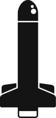 Black and white icon of a space rocket launching into space