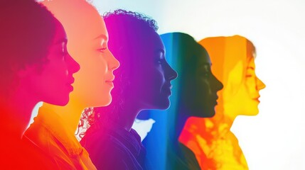 Colorful silhouettes of diverse women showcasing beauty, individuality, and unity in a vibrant artistic representation.