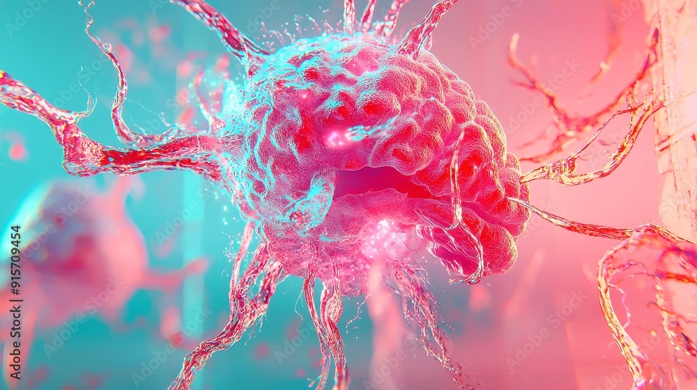 Poster vibrant neural connections, an abstract illustration depicting intricate networks of artificial inte