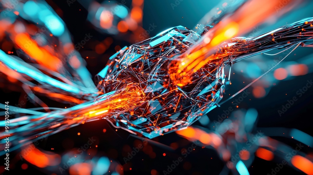 Poster vibrant abstract neural connections, an engaging illustration of colorful networks symbolizing artif