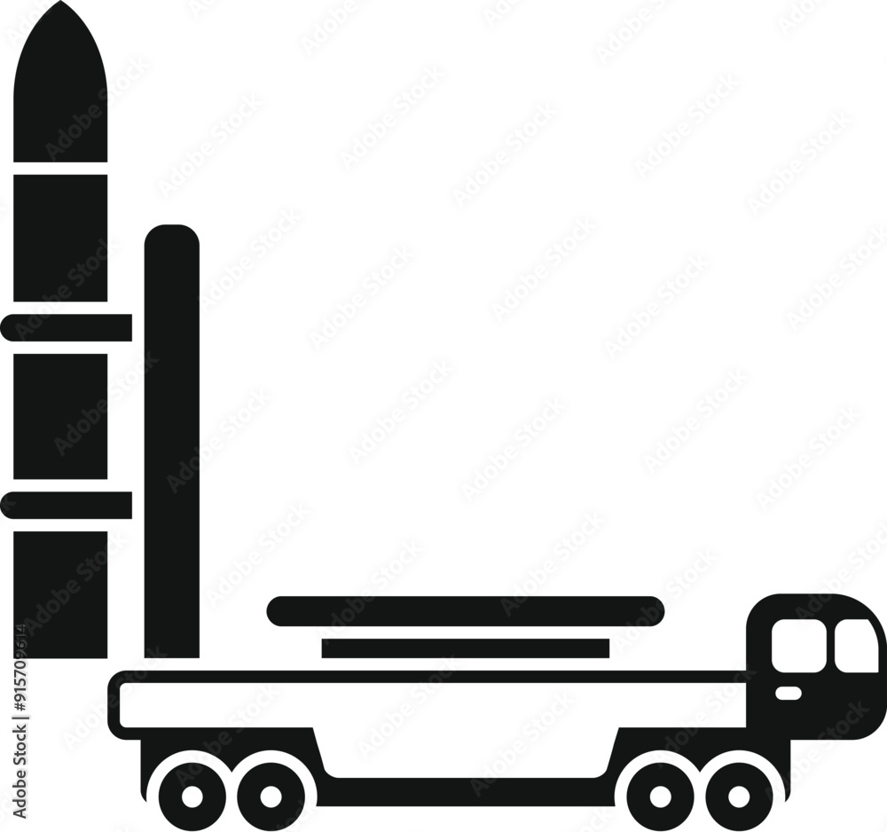 Poster Military missile launcher truck standing ready for launching missile