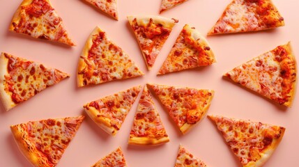 Pizza slices arranged in a circular gradient pattern