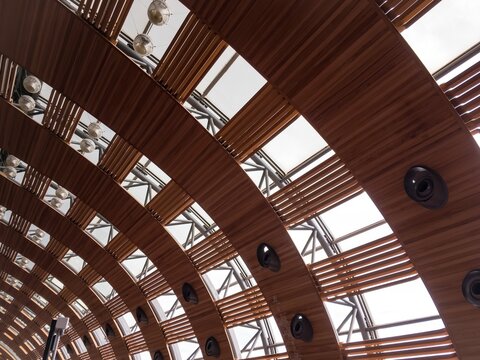 Architecture of ceiling in Charles de Gaulle CDG airport, Paris, France
