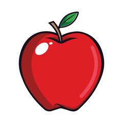 Vector illustration of red apple fruit Isolated on a white background. Fresh red apple. Mobile app. Logo Illustration.
