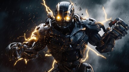 Fototapeta premium Cybernetic Warrior in Action