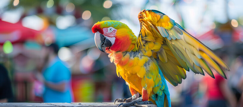 A vibrant yellow parrot