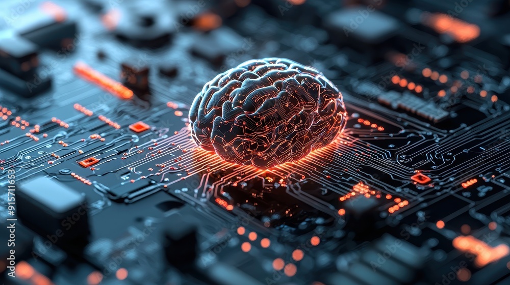 Poster abstract illustration of artificial intelligence, depicting a complex web of interconnected networks