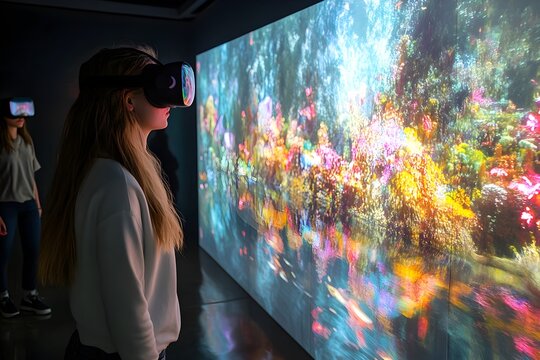 Immersive Interactive Art Piece Engaging Visitors and in Co-Creative Visual Experience