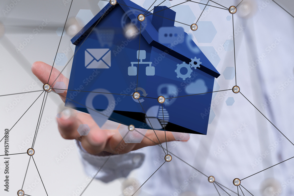 Poster house. data Big data visualization background.Abstract technology