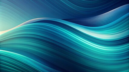 Fototapeta premium Futuristic Waves in Blue Tones, Abstract Digital Design with Copy Space