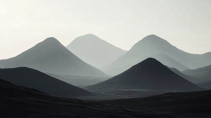 Sinister silhouette of looming mountains