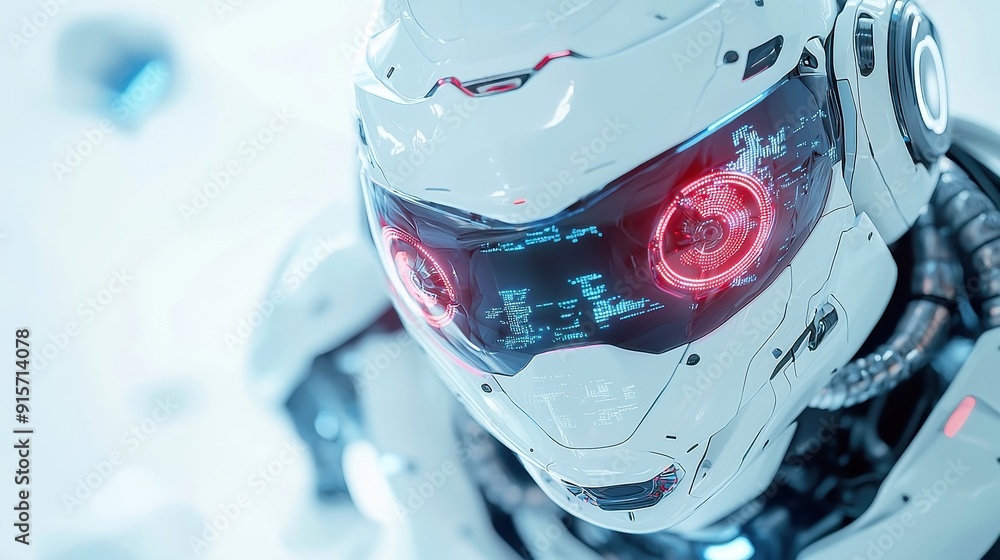 Poster futuristic ai robot revolution, exploring advanced artificial intelligence and machine learning, env