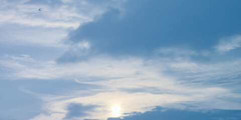 blue soft sky clouds Light dusk, blurred focus white fluffy Darkening clouds sunshine Ethereal Landscape shot incredible sky dramatic sky emotion love winter snow pattern storm template use canvas sp
