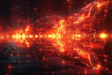 Fototapeta premium Abstract technology vector art with dynamic glowing patterns and vibrant colors