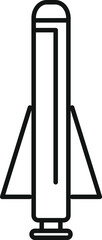 Simple line art icon of a space rocket launching into space