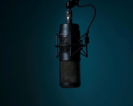 Professional Studio Microphone - Black Rode NT1 with Dark Blue Backdrop