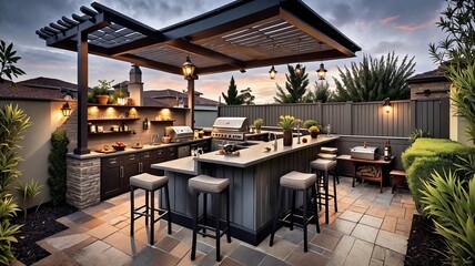 Fototapeta premium Outdoor Kitchen at Sunset