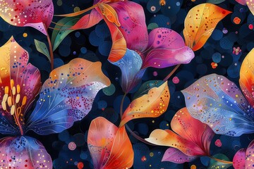 Colorful Abstract Floral Pattern Illustration