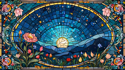 Obraz premium Mosaic art design with the theme of the beauty of the Night Sky