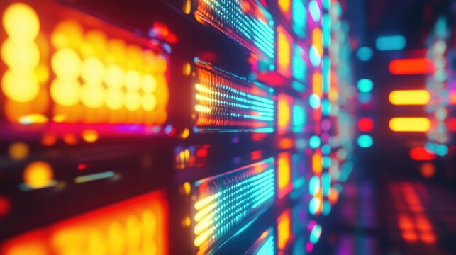 Vibrant neon lights pulsating in abstract patterns