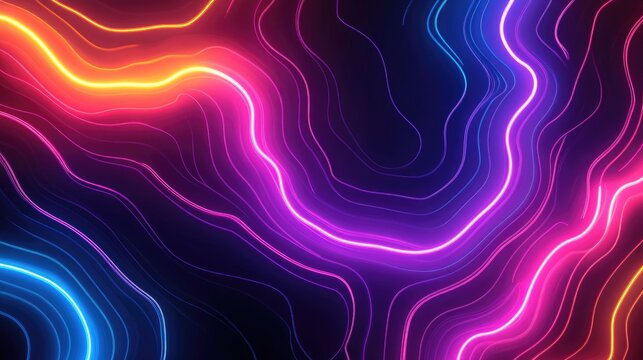 Vibrant neon lights pulsating in abstract patterns