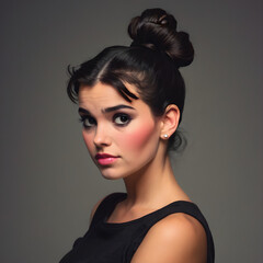Fototapeta premium Belleza Sofisticada: Chica de Cabello Oscuro con Piel Perfecta