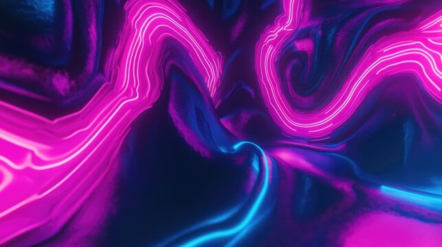 Vibrant neon lights pulsating in abstract patterns