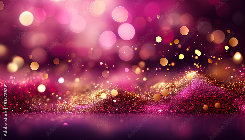 Aufkleber shimmering golden particles create a vibrant backdrop with pink and purple tones in an abstract sett