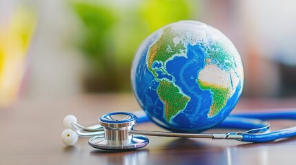 World Globe and Stethoscope with world earth day