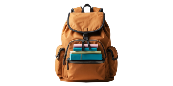 Back-to-School Backpack Isolated on a Transparent Background bag - Powered by Adobe