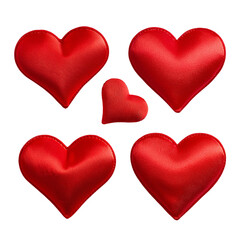 Set aus kleinen roten Herzen, isoliert auf wei&szlig;en Hintergrund, Freisteller, Transparent