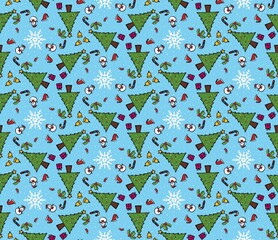 Fototapeta premium Cute, seamless Christmas picture pattern.