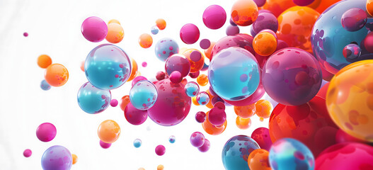 Red Yellow balls flying on white background 3d rendering illustration Balls Design Concept