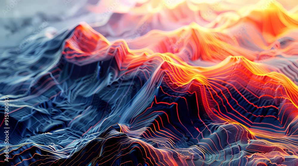 Poster abstract wireframe landscape background. cyberspace grid. 3d technology wireframe illustration. digi