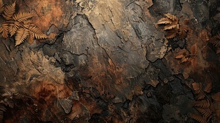 Fototapeta premium Abstract Background, a modern mix of mixed media elements in subdued earthy colors, featuring subtle gradients and intricate patterns in muted tones of bark, stone, and fern
