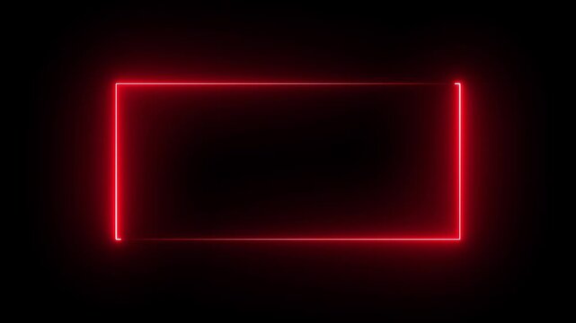 Square rectangle picture frame with two tone neon color motion graphic on isolated black background.
