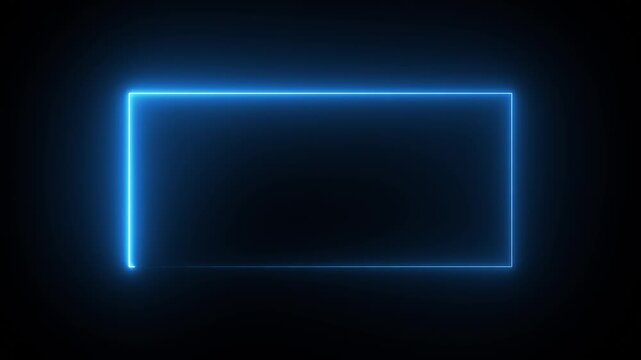 Square rectangle picture frame with two tone neon color motion graphic on isolated black background.