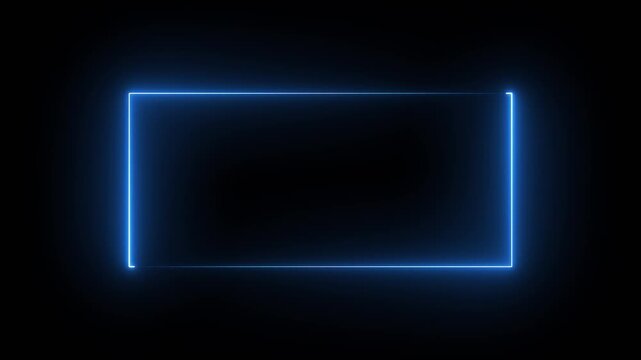 Square rectangle picture frame with two tone neon color motion graphic on isolated black background.