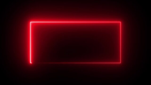Square rectangle picture frame with two tone neon color motion graphic on isolated black background.