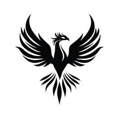 Obraz premium phoenix with open wings, flat curvy design, rounded shapes vector logo style white background, phoenix birds logo design, phoenix bird vector logo icon illustration clipart