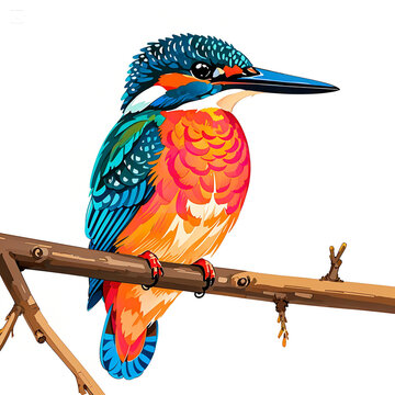 recommend clip art:  Kingfisher on a branch, watercolor with transparent 