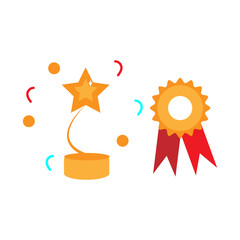  Champion cup winner trophy award vector and ilistution