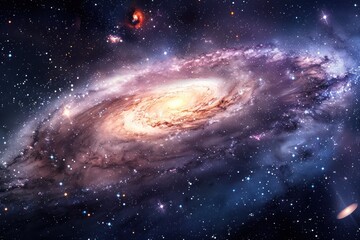 Spiral galaxy with bright core, surrounded by stars.