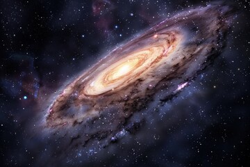 Obraz premium Spiral galaxy with bright core floating in space.
