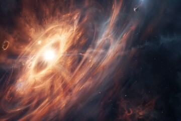 Obraz premium Bright cosmic display with swirling fiery gas clouds.