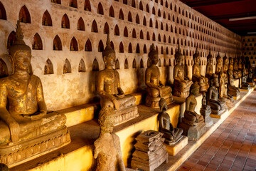 cloister wall with more than 2,000 ceramic and silver Buddha images in Wat Si Saket features in...