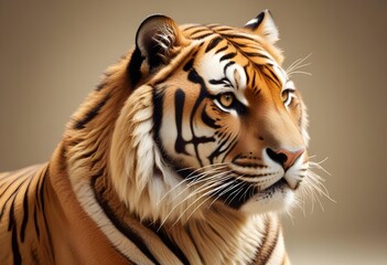Ferocious tiger in studio with different colour of  backgrounds
