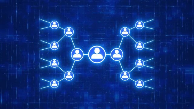 Network Marketing Structure. Binary Multi-Level Marketing (MLM) Business Concept. Animated Presentation of business plan